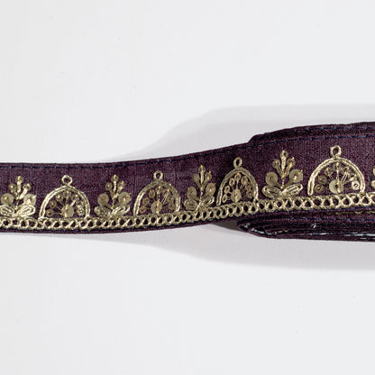Dark Purple Sequins Zari Embroidered Fancy Lace (9 Mtr)
