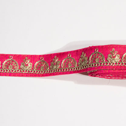 Fuchsia Sequins Zari Embroidered Fancy Lace (9 Mtr)
