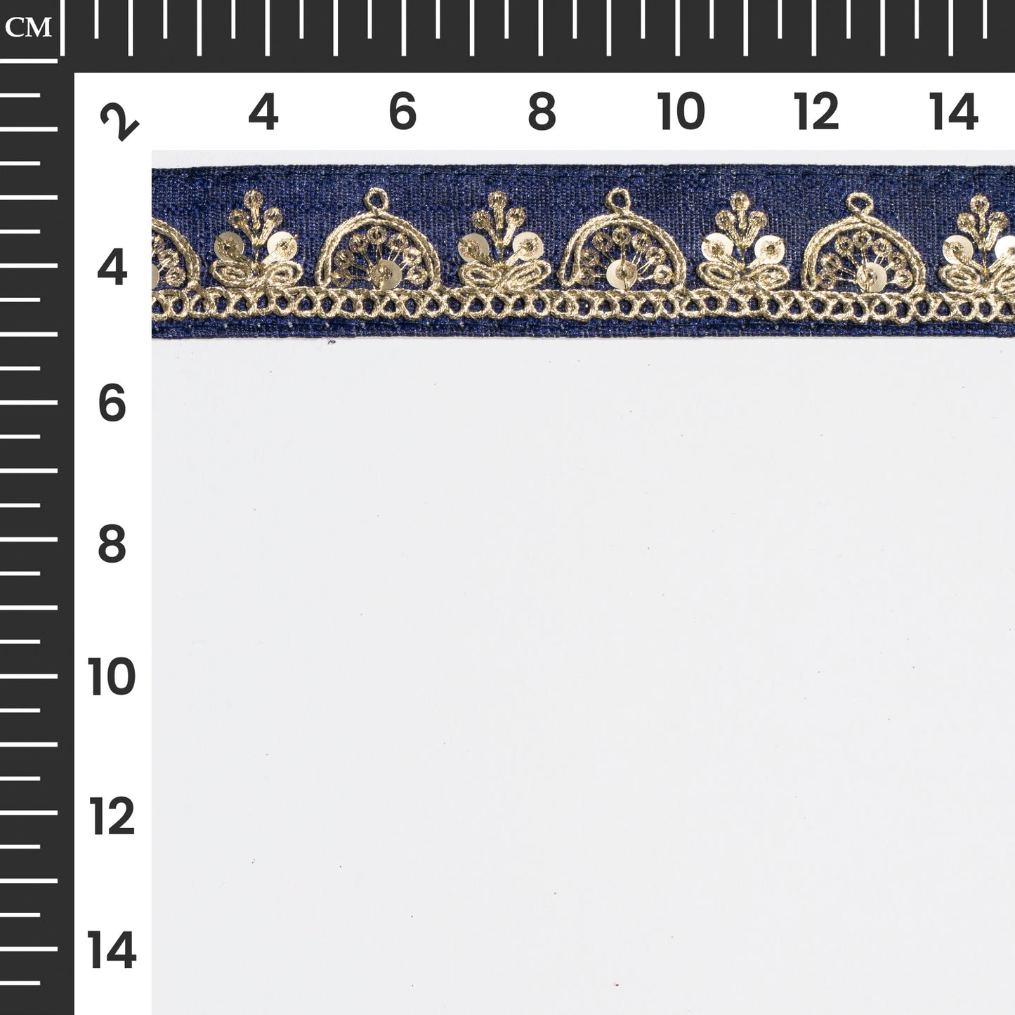 Navy Blue Sequins Zari Embroidered Fancy Lace (9 Mtr)