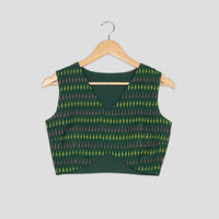 Ikkat Print Sleeveless V Neck Blouse