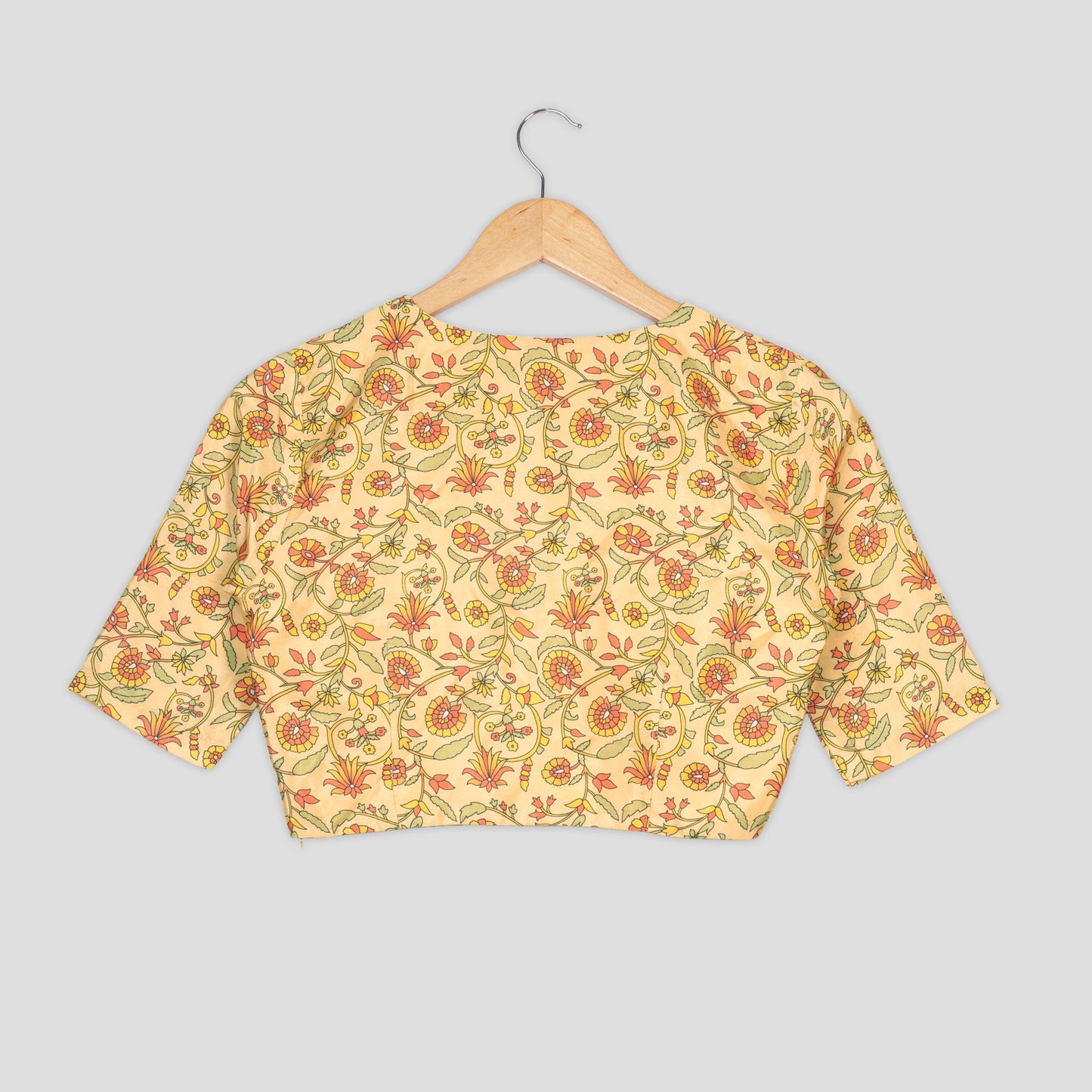 Floral V-Neck Half Sleeve Silk Blouse