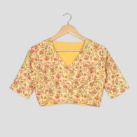 Floral V-Neck Half Sleeve Silk Blouse