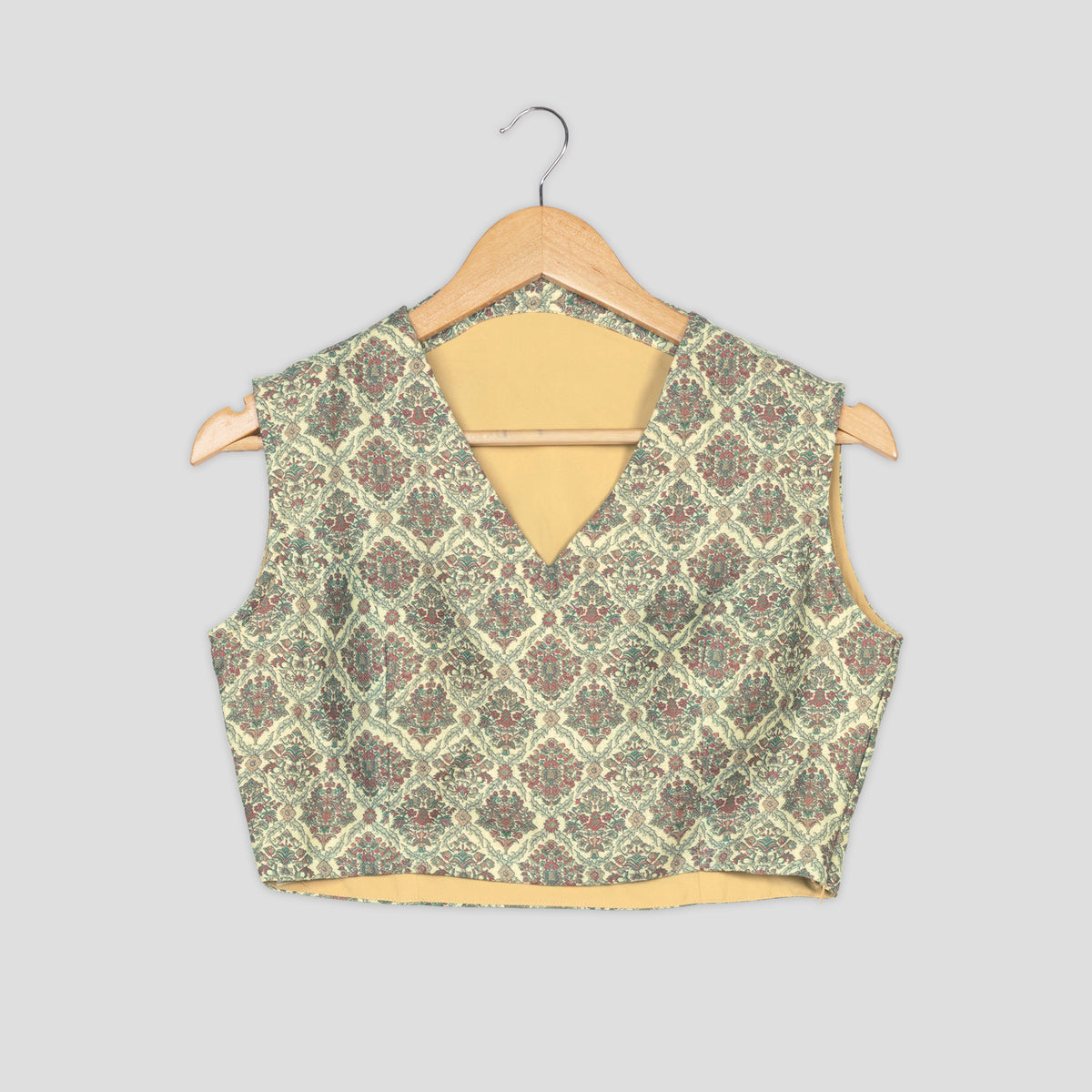 V Neck Floral Sleeveless Silk Blouse