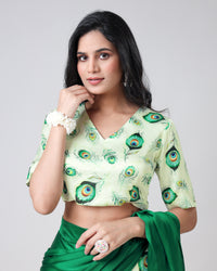 Lovely Feather V-Neck Half Sleeve Blouse