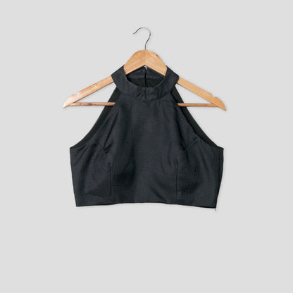 Plain Classic Black Halter Neck Kota Checks Blouse