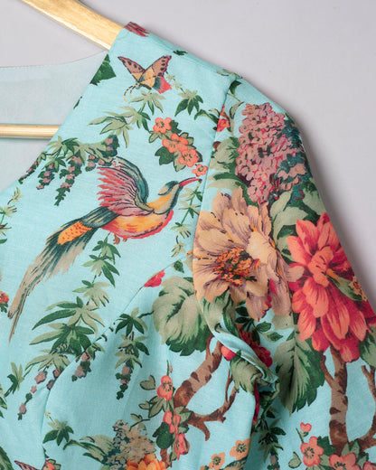 Nature Bloom Haven V Neck Cotton Blouse