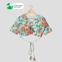 Nature Bloom Haven V Neck Cotton Blouse