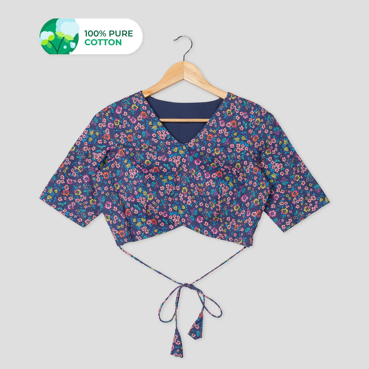 Beautiful Floral V Neck Cotton Blouse
