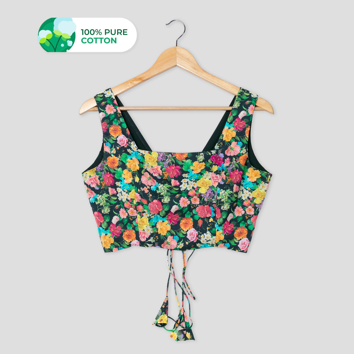 Ethereal Floral Square Neck Cotton Blouse