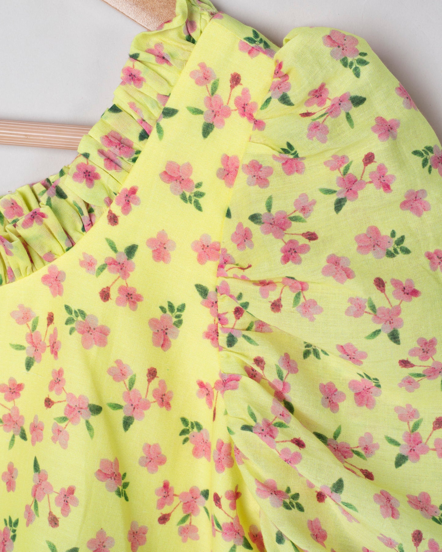 Lemon Yellow Ruffle Collar Pure Cotton Blouse