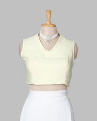 Off White Plain Sleeveless V-Neck Blouse