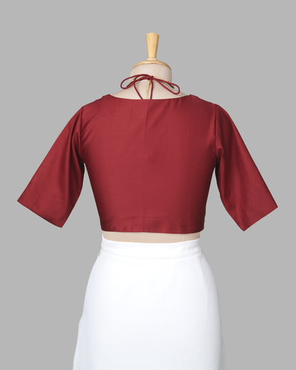 Premium Mirror Hand Work Maroon Cotton Blouse