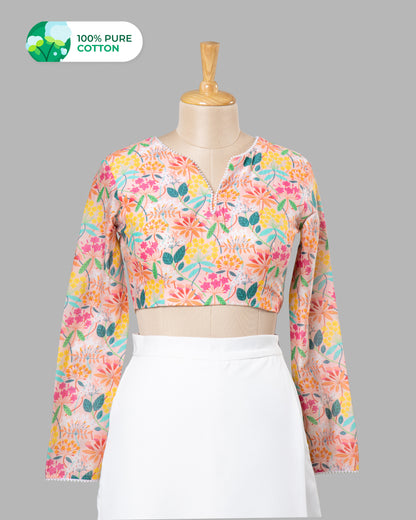 Multi Color Floral Short Sleeve Blouse