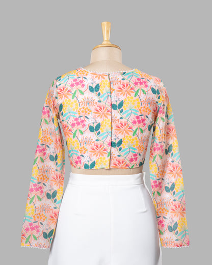 Multi Color Floral Short Sleeve Blouse