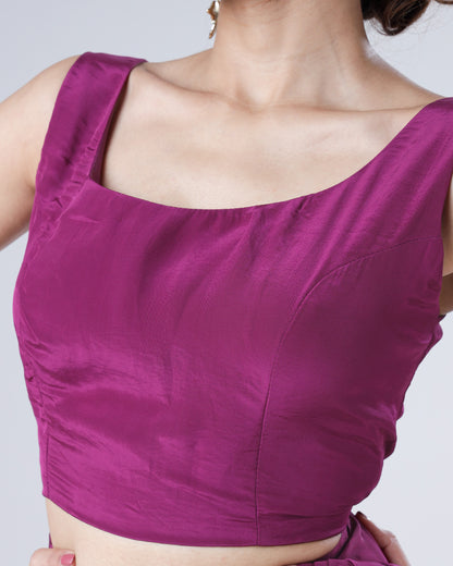 Plain Plum Purple Viscose Natural Crepe Blouse