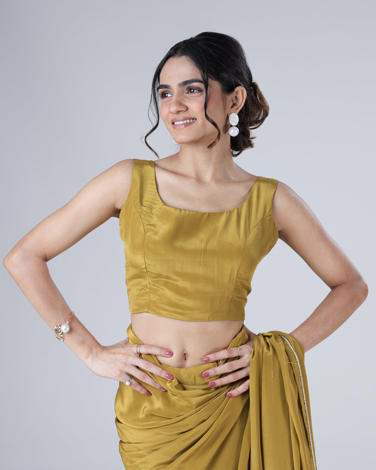 Plain Peanut Brown Viscose Natural Crepe Blouse