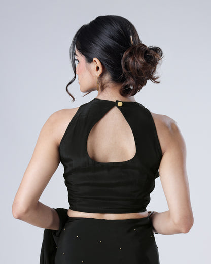 Plain Black Viscose Natural Crepe Blouse