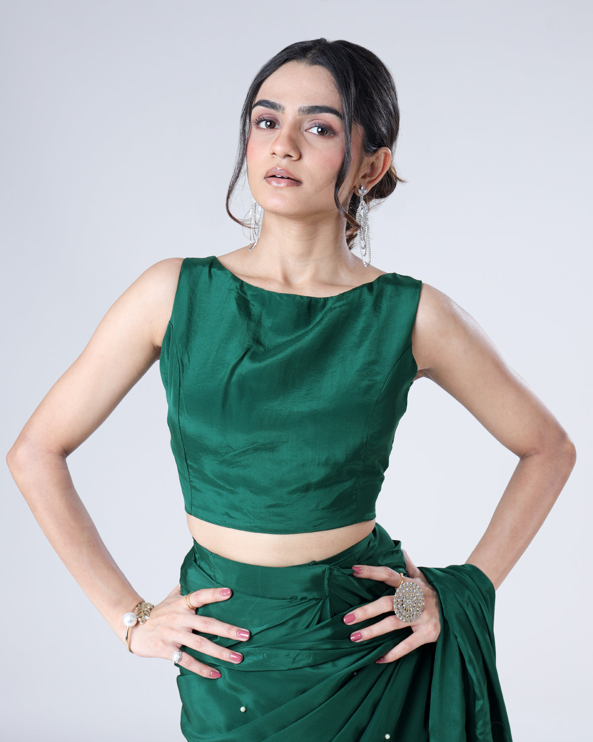 Plain Castleton Green Viscose Natural Crepe Blouse