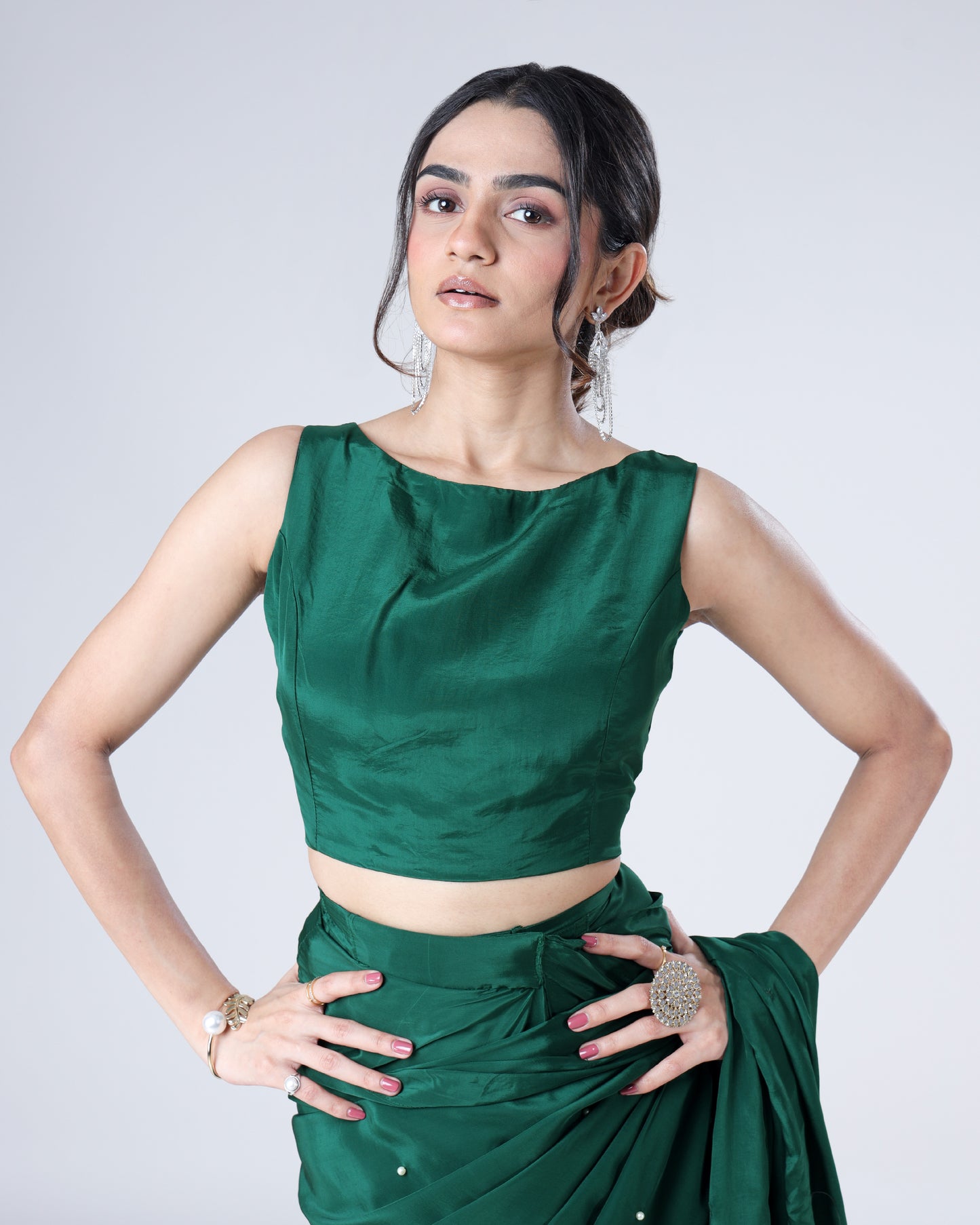 Plain Castleton Green Viscose Natural Crepe Blouse