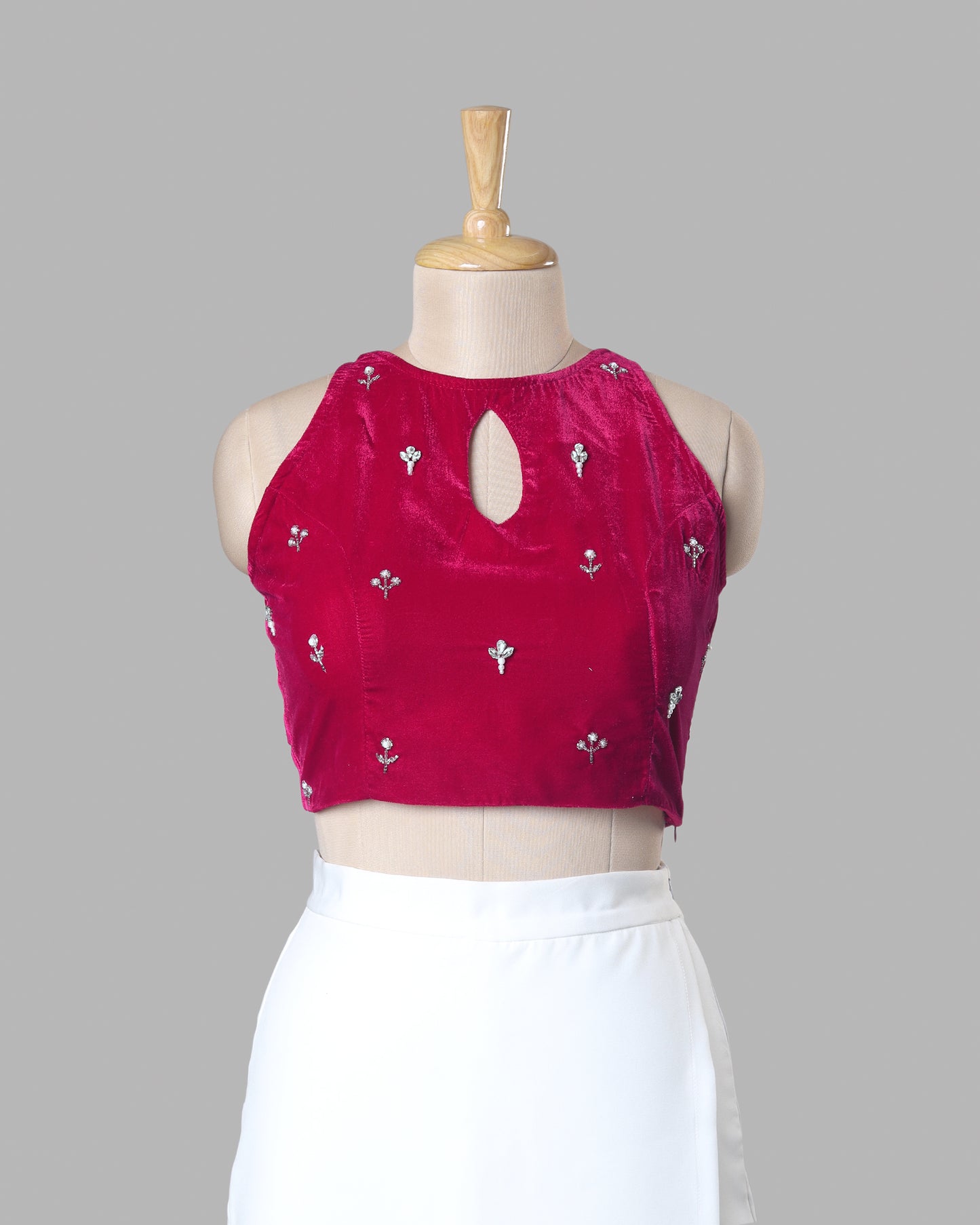 Boutique Edition Velvet Blouse With Hand-Stitched Embellishments