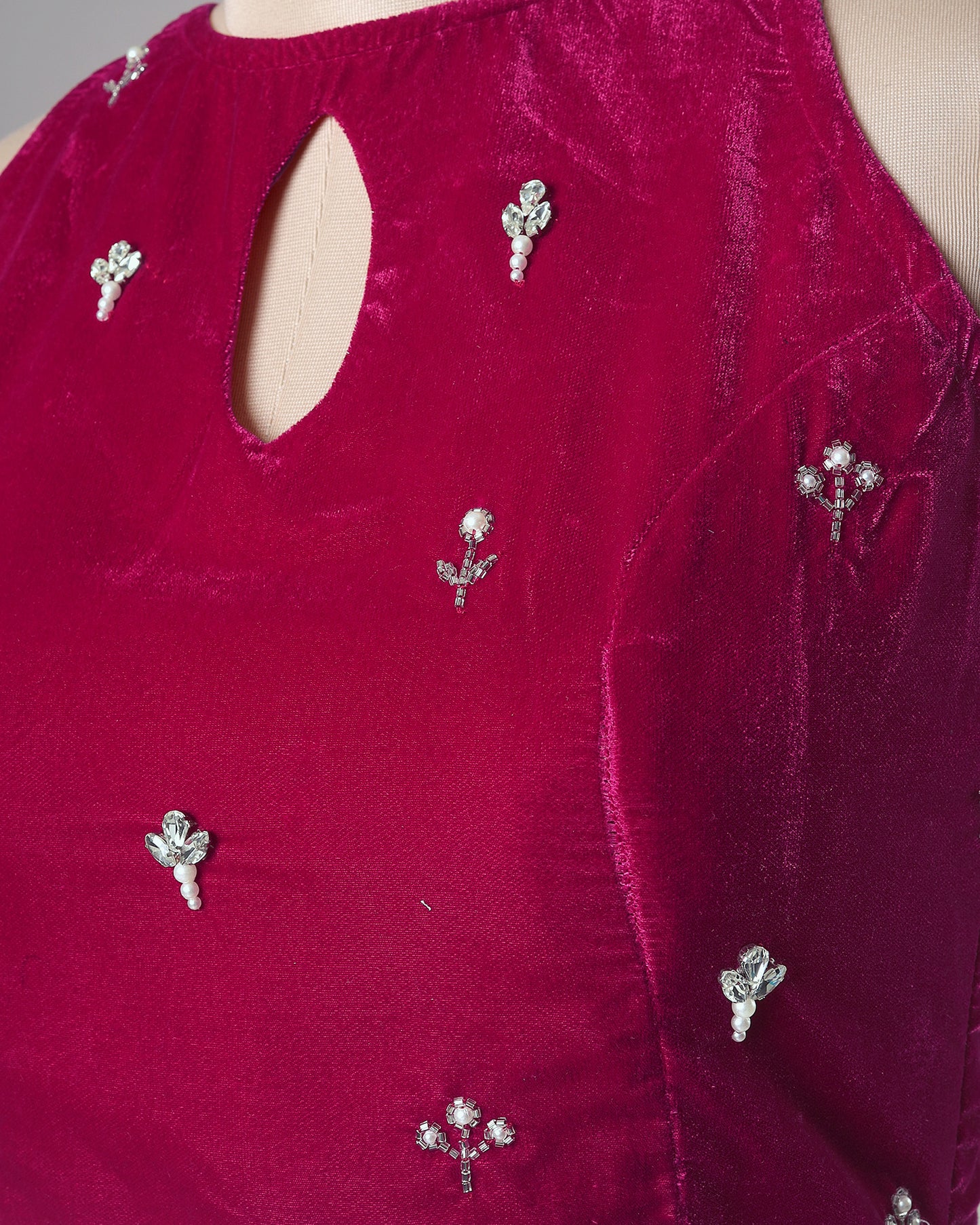 Boutique Edition Velvet Blouse With Hand-Stitched Embellishments