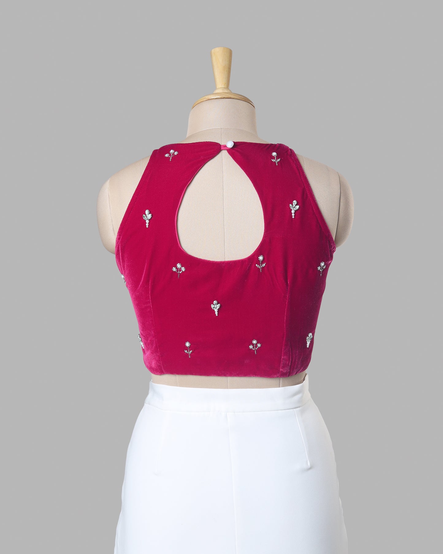 Boutique Edition Velvet Blouse With Hand-Stitched Embellishments