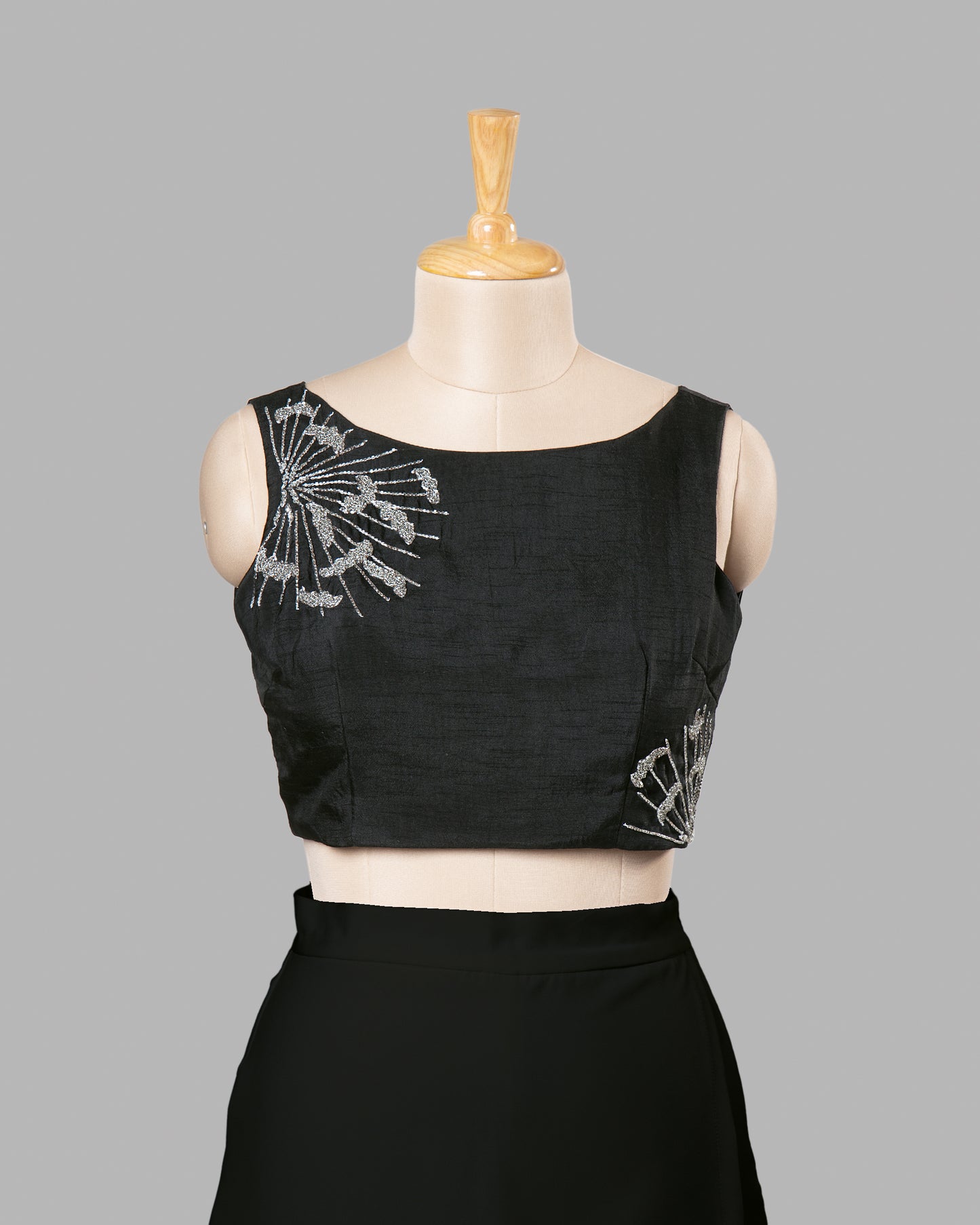Plain Black Premium Hand Bid Jardoshi Work Viscose Dola Silk Blouse