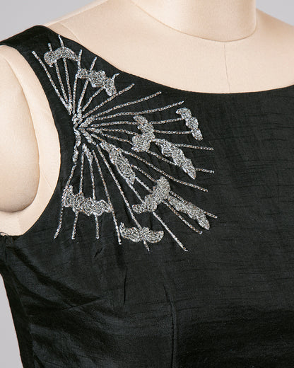 Plain Black Premium Hand Bid Jardoshi Work Viscose Dola Silk Blouse