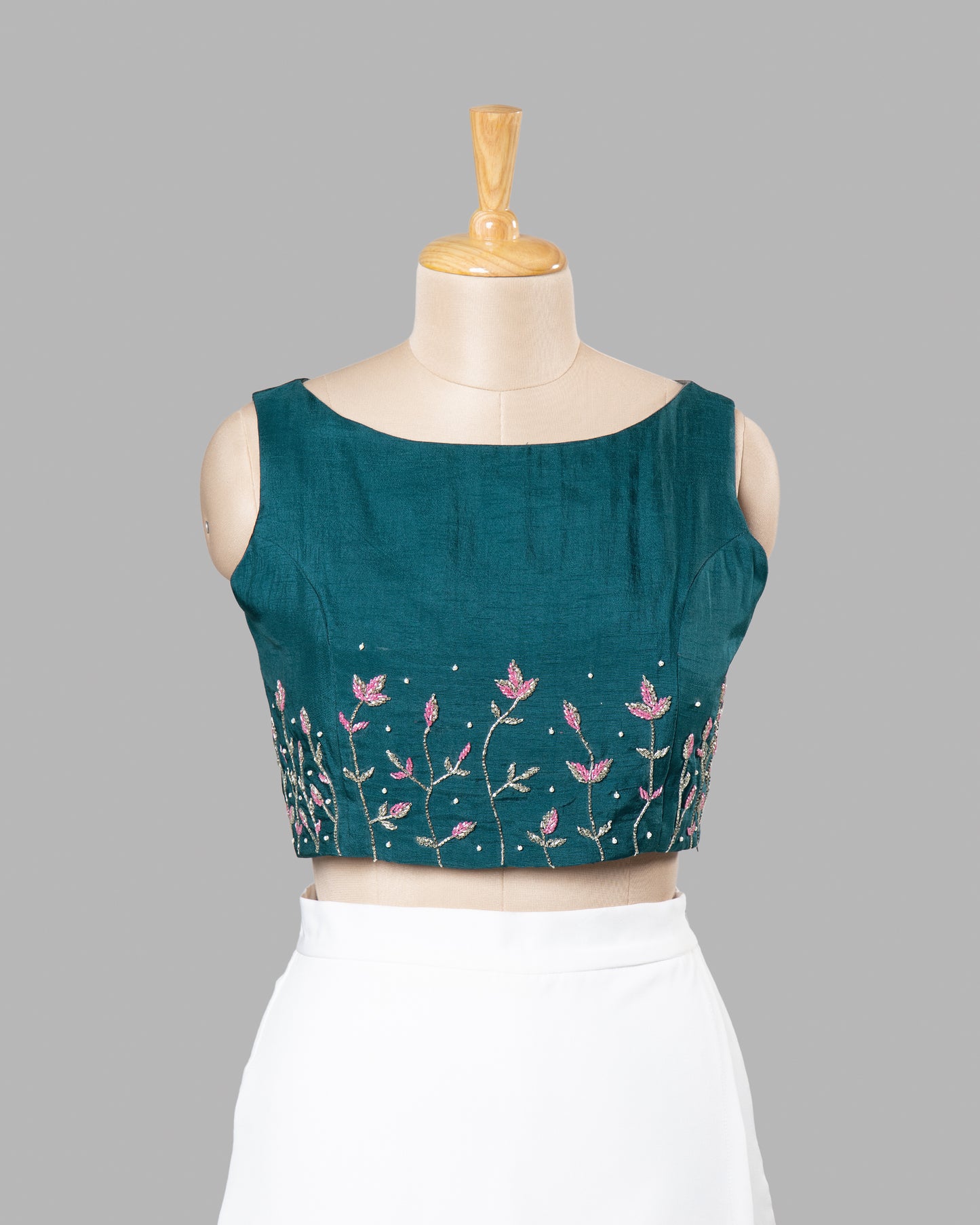 Plain Blue Premium Bids Hand Work Viscose Dola Silk Blouse
