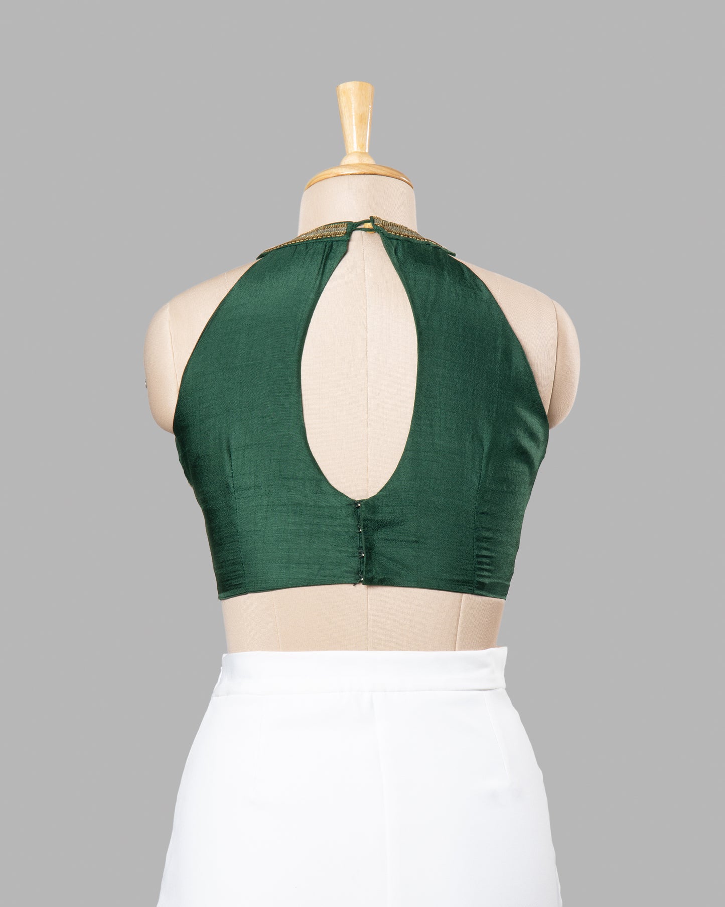 Plain Green Premium Hand Work Viscose Dola Silk Blouse