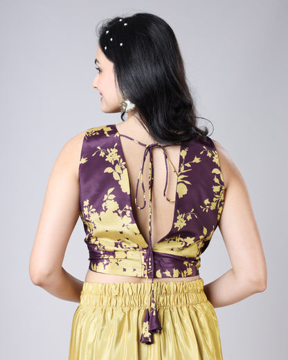 Hot Drop Wine Floral Blouse - Bold V-Cut, Rich Silk Glam