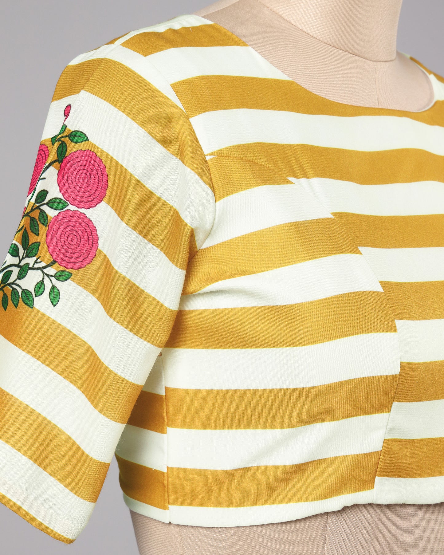 Viral Pick: Golden Stripe Blouse With Bloom Sleeves