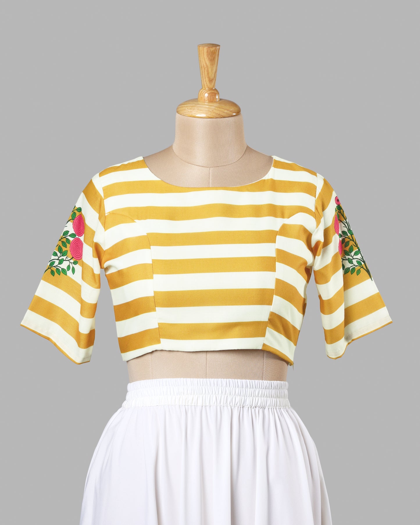 Viral Pick: Golden Stripe Blouse With Bloom Sleeves