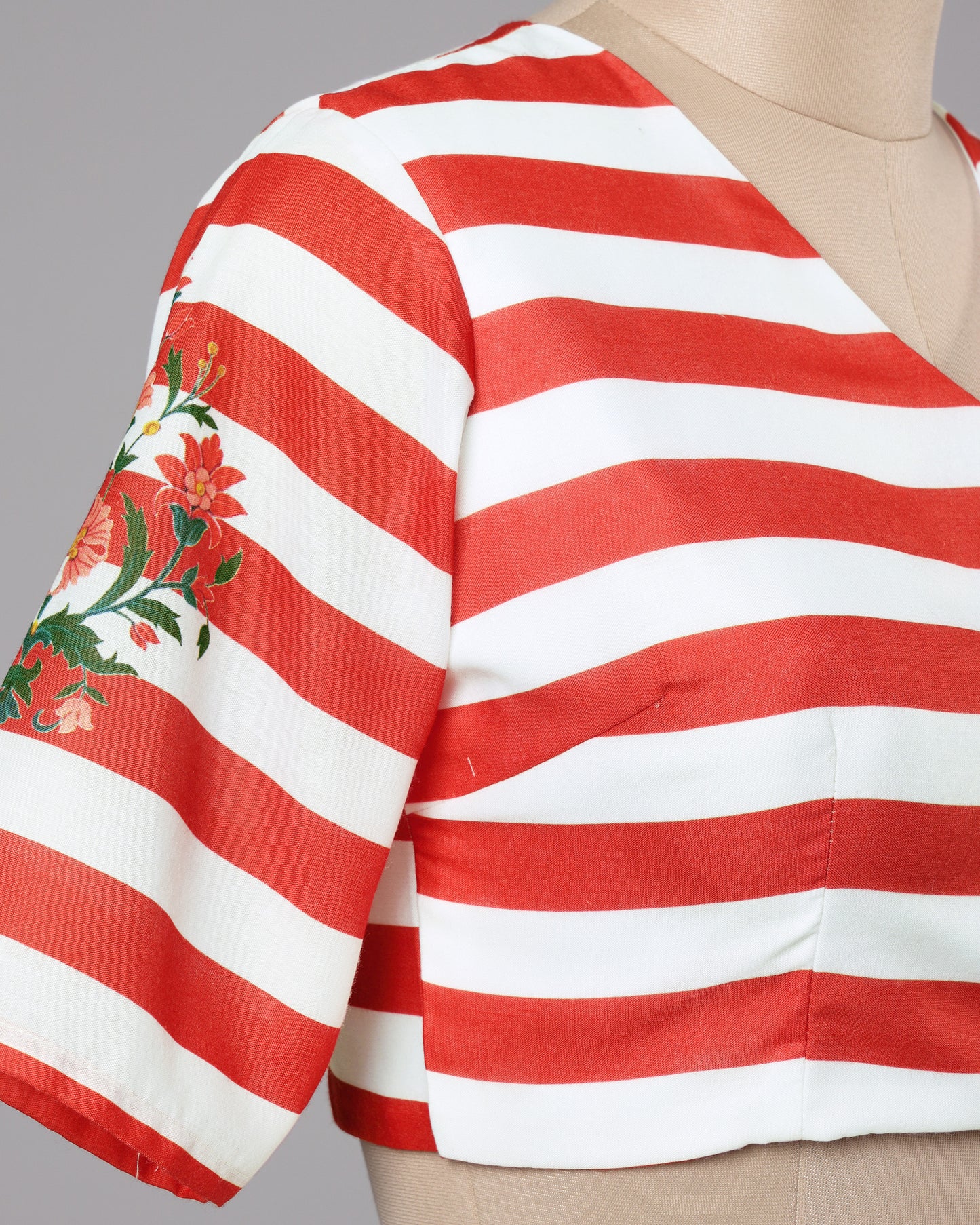 Cherry Stripe Bloom Blouse | V-Neck | Soft And Breezy Fit