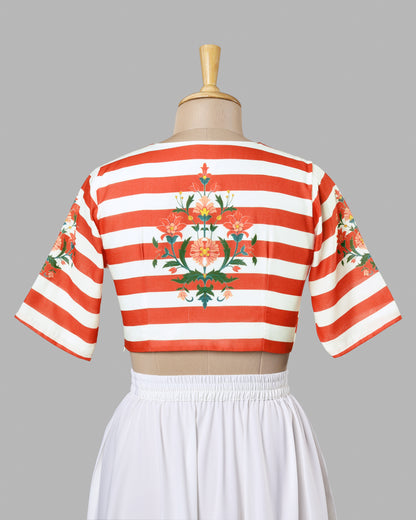 Cherry Stripe Bloom Blouse | V-Neck | Soft And Breezy Fit
