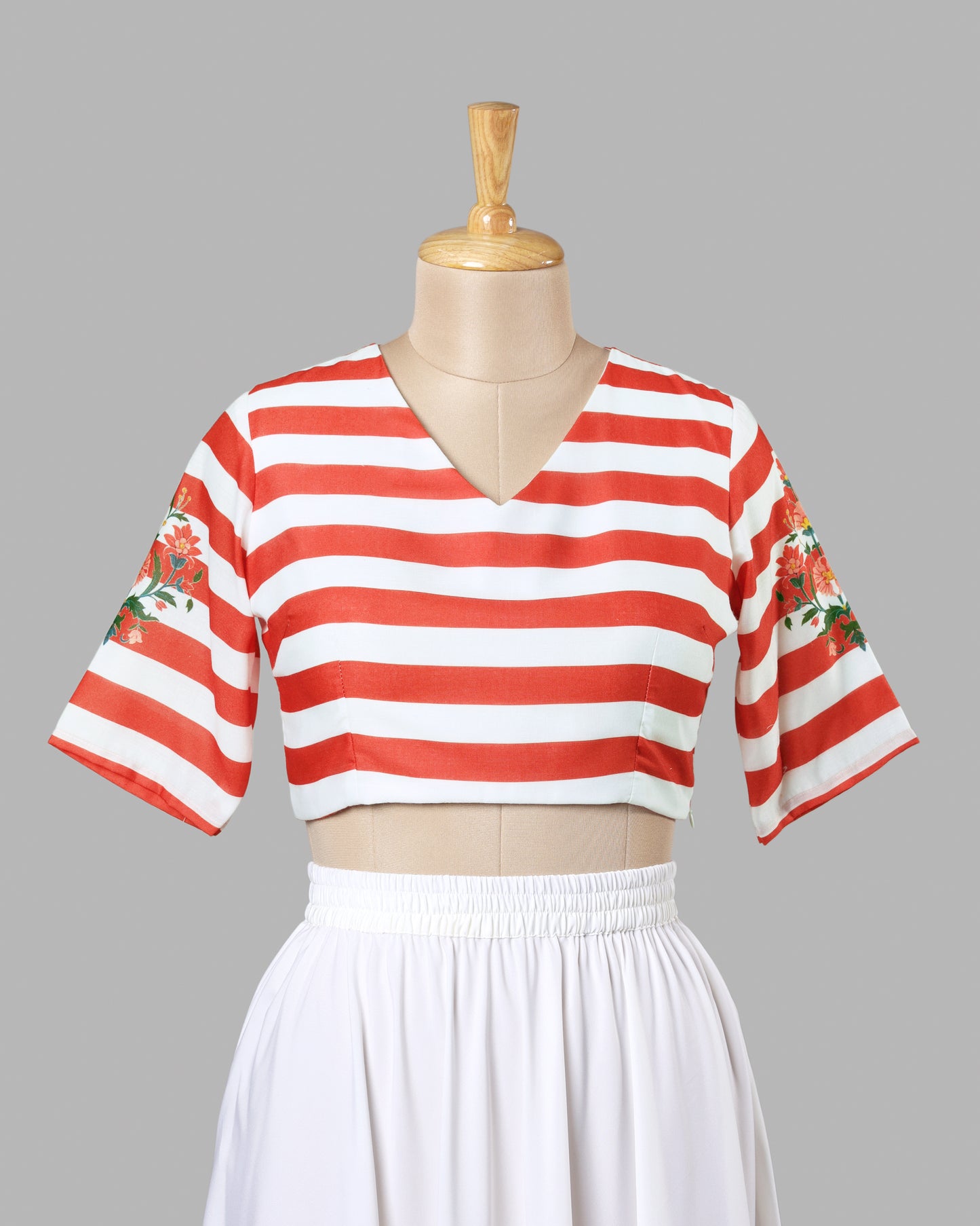 Cherry Stripe Bloom Blouse | V-Neck | Soft And Breezy Fit