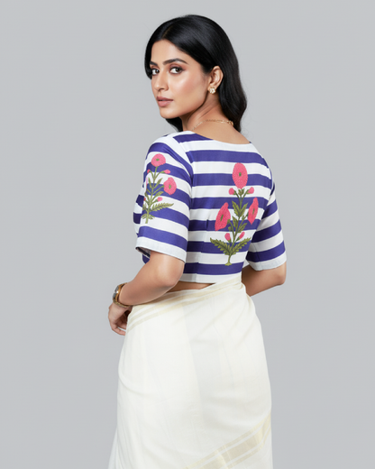 Trending Now: Royal Stripe Bloom Blouse