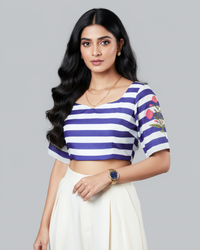 Trending Now: Royal Stripe Bloom Blouse