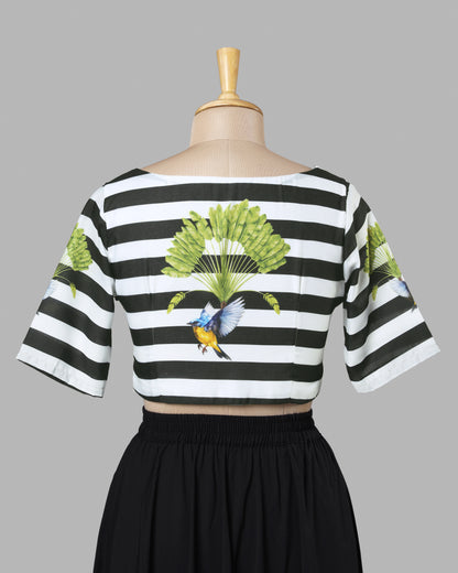 Dark Wave Striped Crepe Blouse | Lightweight Comfort | Bold Look