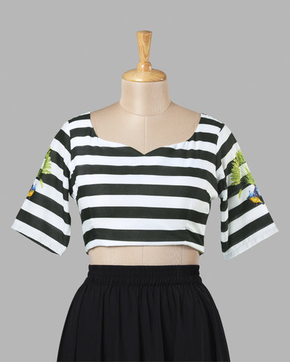 Dark Wave Striped Crepe Blouse | Lightweight Comfort | Bold Look
