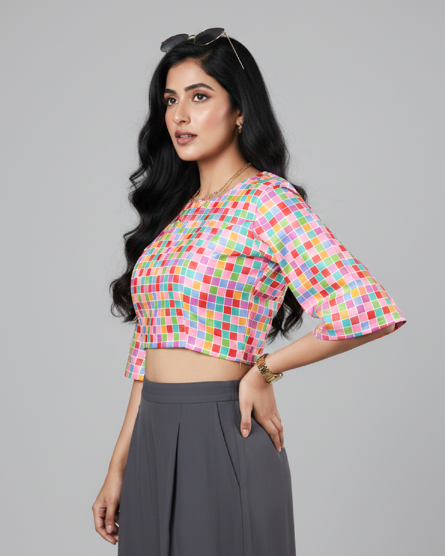 Candy Grid Blouse - Fun, Fresh And Trending
