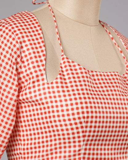 Bold Check Cutout Blouse - Insta-Worthy Fit