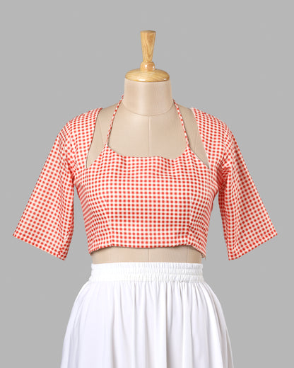 Bold Check Cutout Blouse - Insta-Worthy Fit