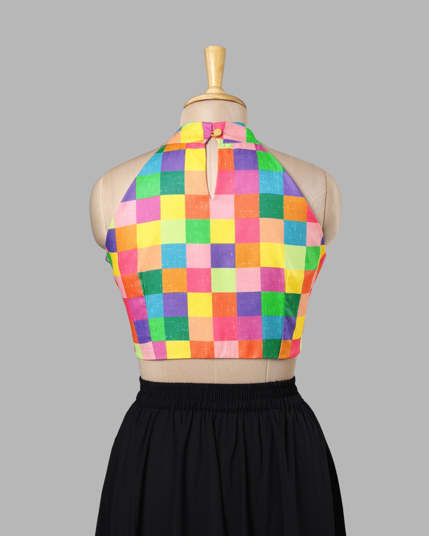 Funky Check Halter Blouse - Gen-Z Party Essential