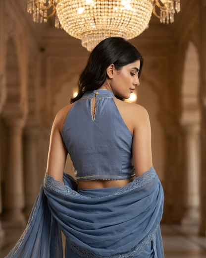 Sky Sculpt Halter Blouse - Sleek Neckline, Statement Fit