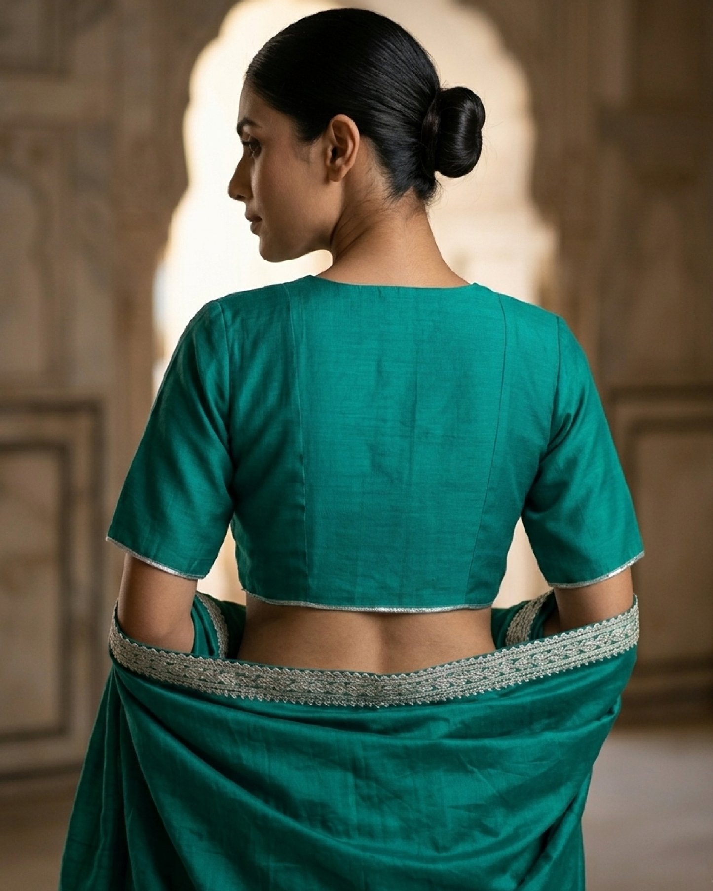 Emerald Ease Keyhole Blouse - Clean Fit, Modern Grace
