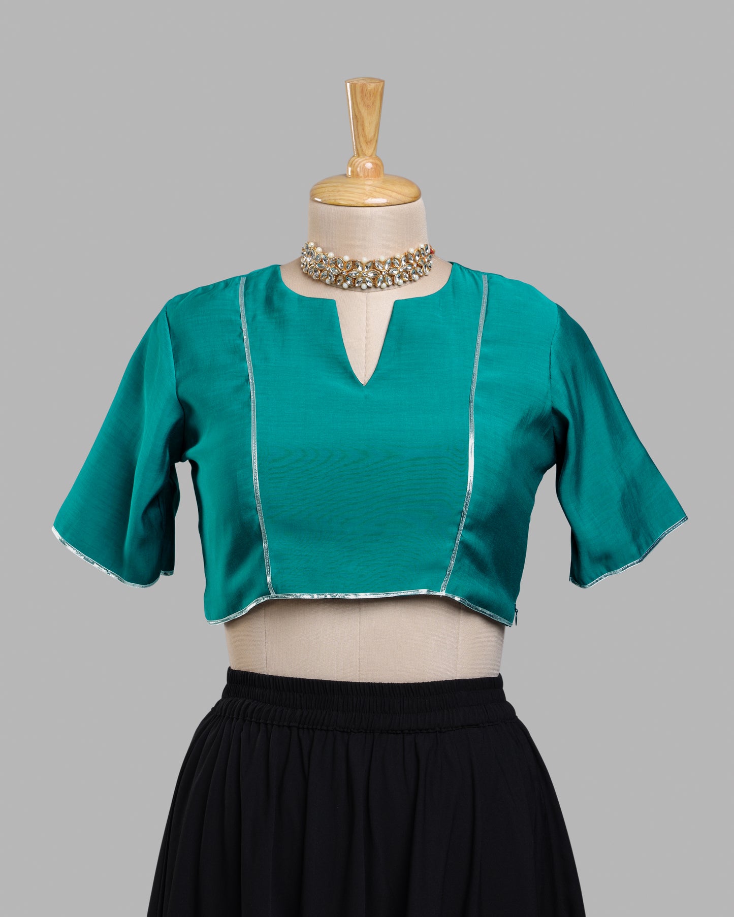 Emerald Ease Keyhole Blouse - Clean Fit, Modern Grace