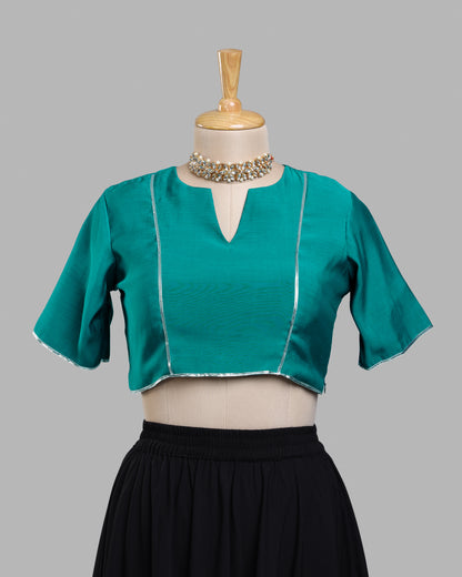 Emerald Ease Keyhole Blouse - Clean Fit, Modern Grace