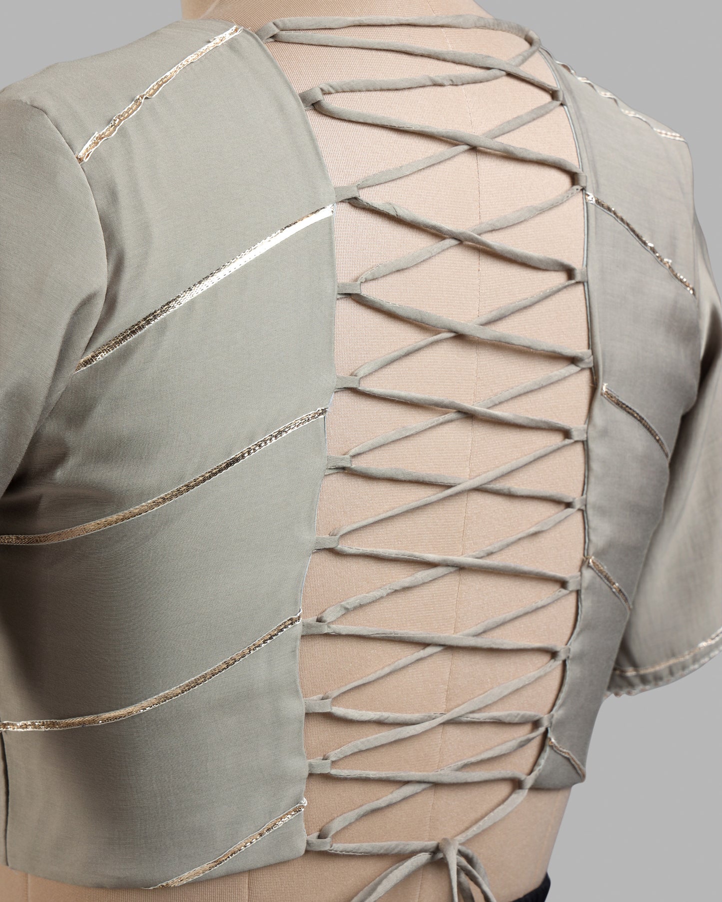 Sage Lace-Up Blouse - Corset Back, Sculpted Silhouette
