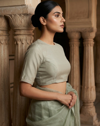 Sage Lace-Up Blouse - Corset Back, Sculpted Silhouette